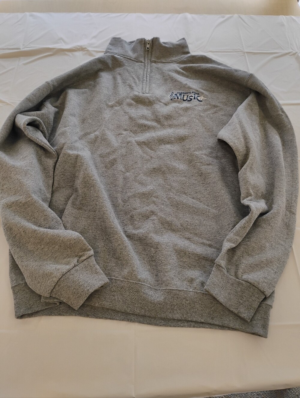 i 1/4 Zip Pullover Jerzees NuBlend Gray Sweatshirt Size Large Marriotts Music